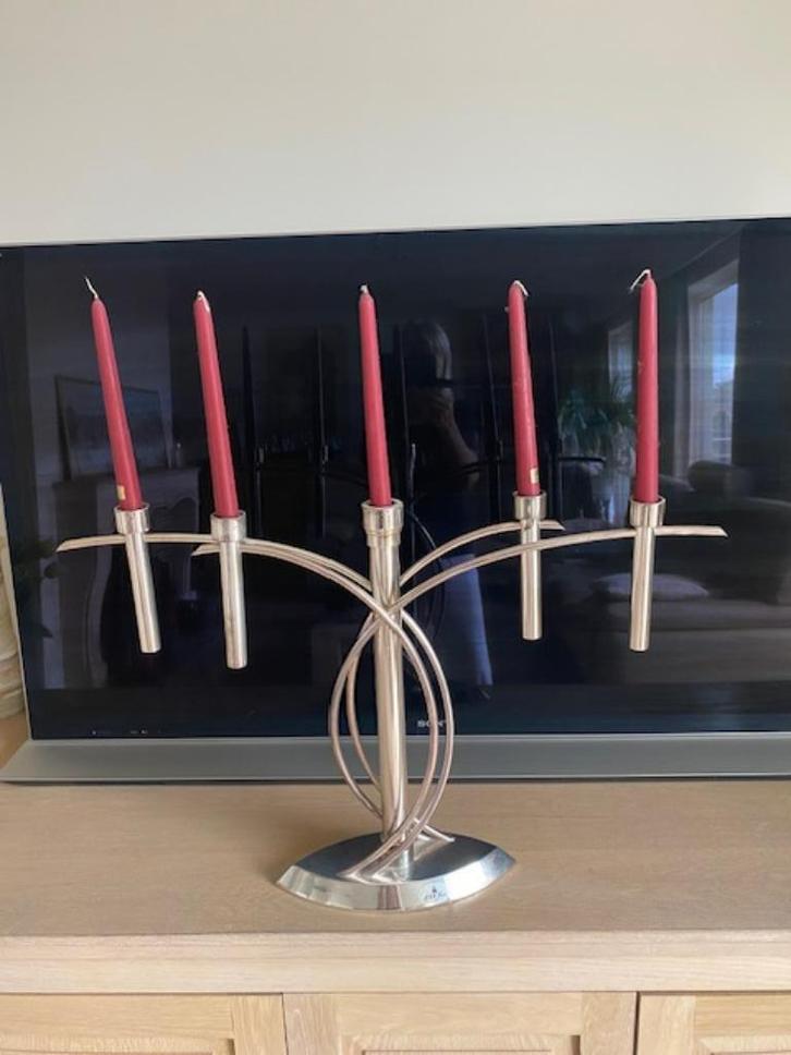 Drie 5 armige kandelaars, Huis en Inrichting, Woonaccessoires | Kandelaars en Kaarsen, Zo goed als nieuw, Kandelaar, 50 tot 75 cm
