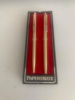 Vintage Paper Mate pen- en potloodset, goudkleurig in doos, Ophalen of Verzenden, Zo goed als nieuw, Balpen