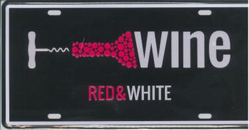 Retro Metalen Sierbord - Wine Red&White
