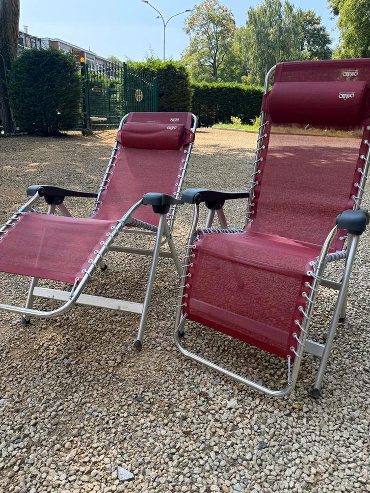 2 tuinstoelen, vakantie (crespo), Tuin en Terras, Tuinstoelen, Gebruikt, Aluminium, Inklapbaar, Ophalen of Verzenden