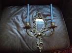 Antieke wandspiegel met kaarsenhouders, Ophalen of Verzenden, Overige vormen, Minder dan 50 cm, Minder dan 100 cm