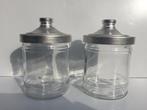 s/2 Bokaal glas, deksel in aluminium, Ophalen of Verzenden, Zo goed als nieuw