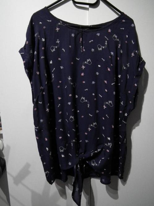 Marineblauwe blouse met patronen, voor dames. ST. 50/52 (C&A, Kleding | Dames, Blouses en Tunieken, Gedragen, Maat 46/48 (XL) of groter