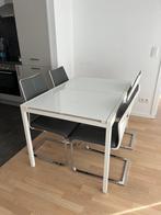 Table à manger extensible + 4 chaises, Ophalen, Gebruikt, 200 cm of meer, 50 tot 100 cm