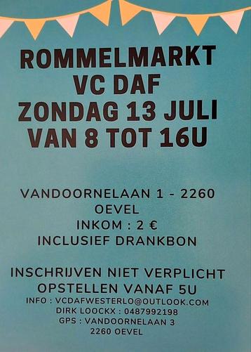 Rommelmarkt DAF Westerlo 13 juli 2025 beschikbaar voor biedingen