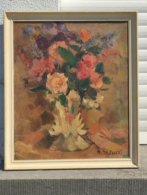 huile sur toile fleur signe Henri Spitsaert, Antiquités & Art, Art | Peinture | Classique, Enlèvement ou Envoi