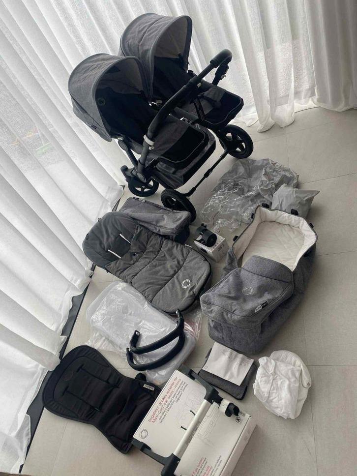 Bugaboo Donkey Duo, Kinderen en Baby's, Buggy's, Gebruikt, Overige merken, Duomodel, Regenhoes, Verstelbare rugleuning, Voetenzak