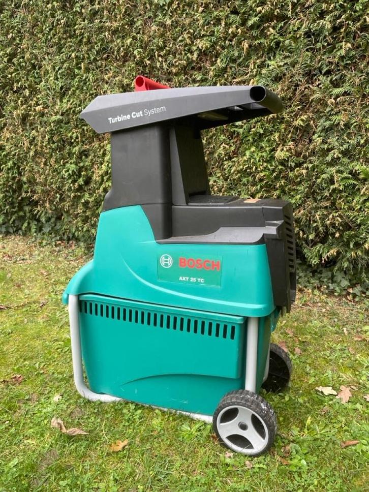 Stille krachtige hakselaar Bosch AXT 25 TC, Tuin en Terras, Hakselaars, Gebruikt, Elektrisch, Met opvangbak, Ophalen