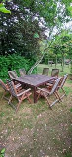 tuinset grote rechthoekige tafel +8 stoelen, Tuin en Terras, Ophalen, Gebruikt, Tuinset