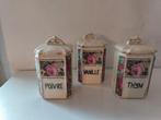 Antieke voorraad potten ,4 stuks,zoutpot met stempel, Antiek en Kunst, Ophalen