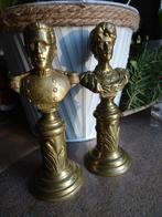 Statuettes bronze doré couple royal belge, Enlèvement ou Envoi, Bronze