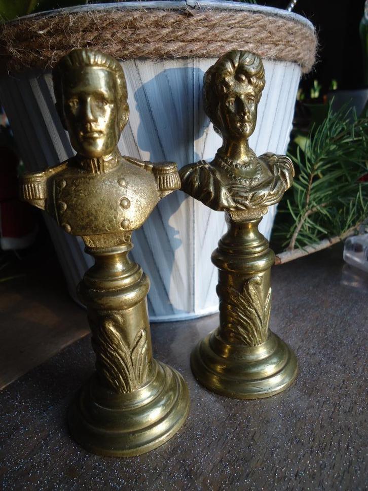 Beeldjes verguld brons Belgisch koningspaar, Antiek en Kunst, Antiek | Brons en Koper, Brons, Ophalen of Verzenden