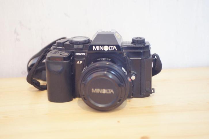 Volledige set analoog fototoestel MINOLTA met toebehoren, Audio, Tv en Foto, Fotocamera's Analoog, Gebruikt, Spiegelreflex, Minolta