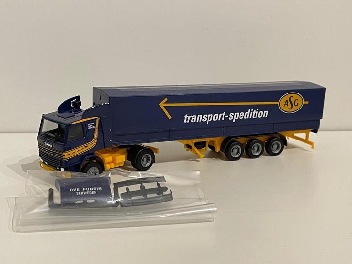 Herpa Scania 142M  ASG 1/87, Hobby en Vrije tijd, Modelauto's | 1:87, Zo goed als nieuw, Bus of Vrachtwagen, Herpa, Ophalen of Verzenden