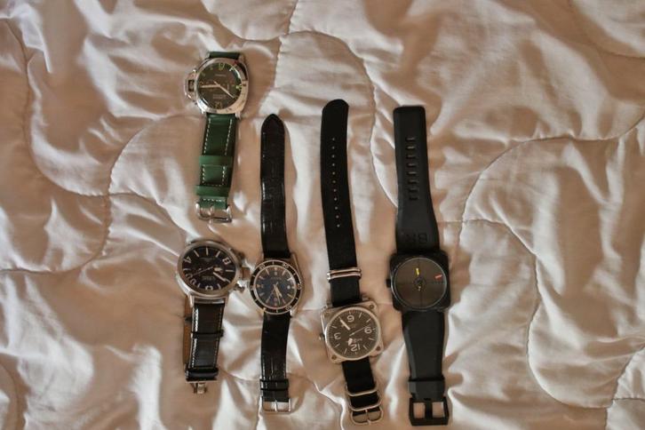 Lot 5 montres automatiques répliques - Style Panerai, U-Boat, Handtassen en Accessoires, Horloges | Heren, Ophalen of Verzenden