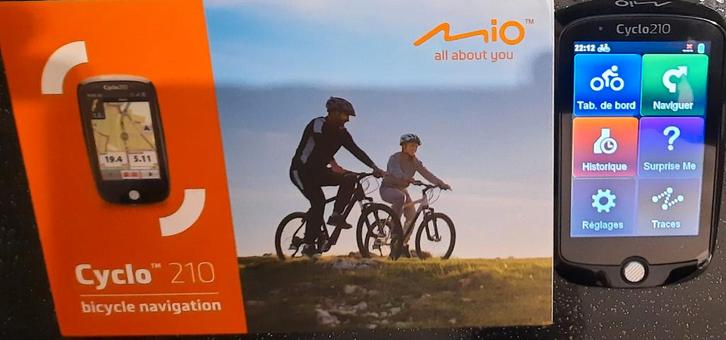 GPS Mio Cyclo 210, Fietsen en Brommers, Fietsaccessoires | Fietscomputers, Zo goed als nieuw, Draadloos, GPS, Waterdicht, Ophalen