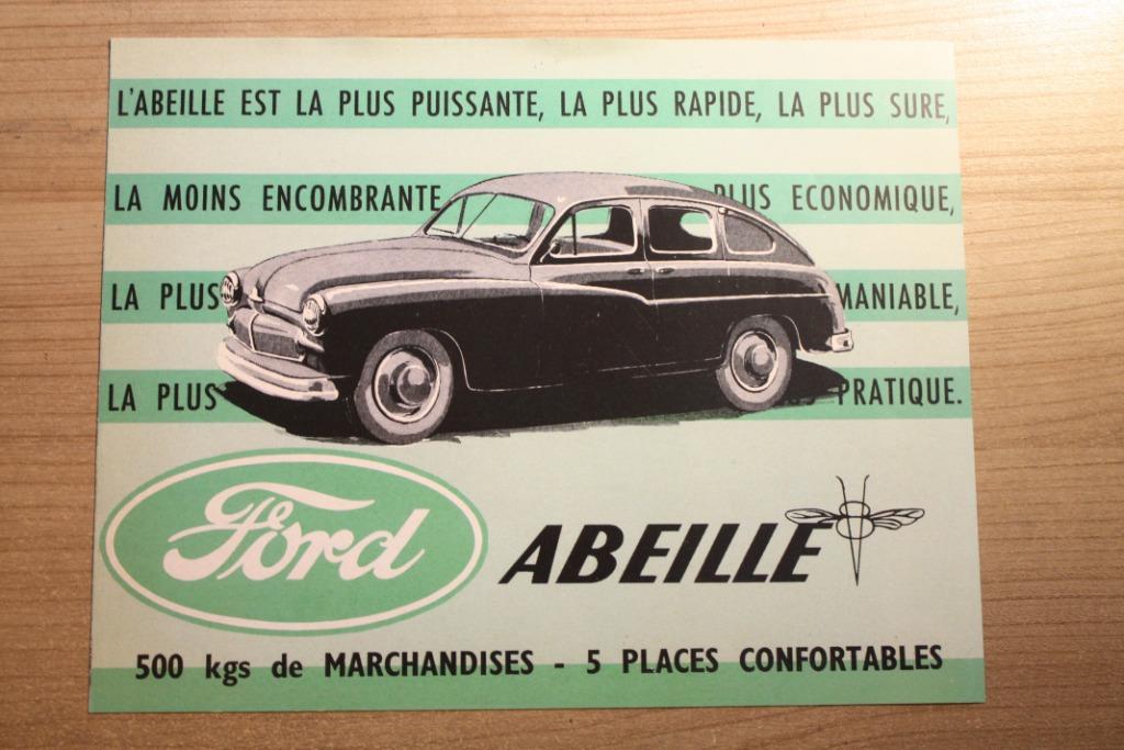 Ford Abeille brochure 1952-1954, Ophalen of Verzenden, Nieuw, Folder