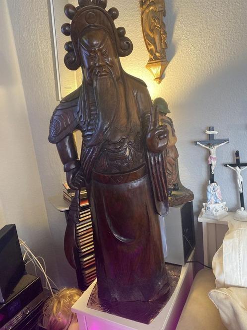 Pallisander beeld van krijgsheer Guan Yu, 110 cm 49 kg, Huis en Inrichting, Woonaccessoires | Boeddhabeelden, Gebruikt, Ophalen