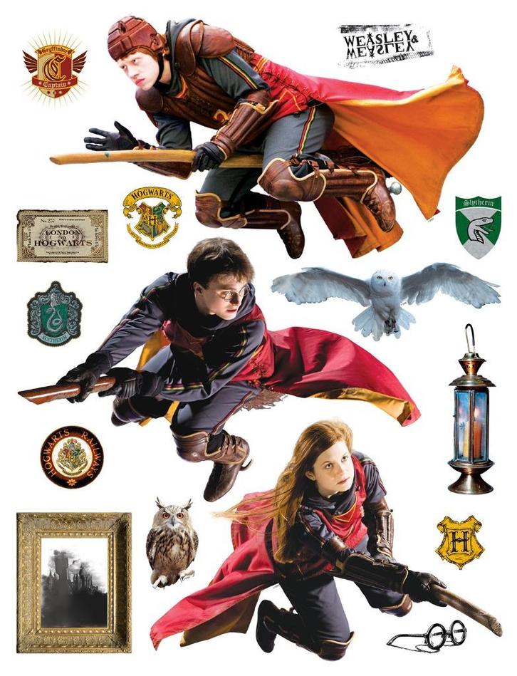 Harry Potter muurstickers Quidditch XL, Ron, Hermelien, Kinderen en Baby's, Overige Kinderen en Baby's, Nieuw, Ophalen of Verzenden