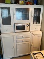 Witte vintage kredens/ servieskast, Ophalen, 150 tot 200 cm, Landelijk, 150 tot 200 cm