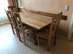 tafel met 4 stoelen en zitbank, Ophalen, Gebruikt, Eikenhout, 200 cm of meer