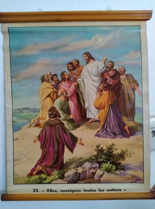 Religieuze schoolposters (Oud), Antiek en Kunst, Antiek | Schoolplaten, Overige thema's, Ophalen of Verzenden