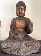 Ancien Grand Bouddha de Chine en Bois Massif de 1910-1920, Antiquités & Art, Enlèvement