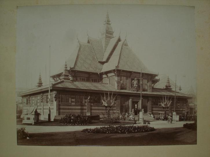 antieke foto 1885 PARIJS WERELDEXPO CAMBODIA FR. Pavillon, Antiek en Kunst, Kunst | Niet-Westerse kunst, Ophalen of Verzenden