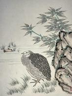 Oud Chinees schilderij kwartel old Chinese painting quail, Antiek en Kunst, Ophalen of Verzenden