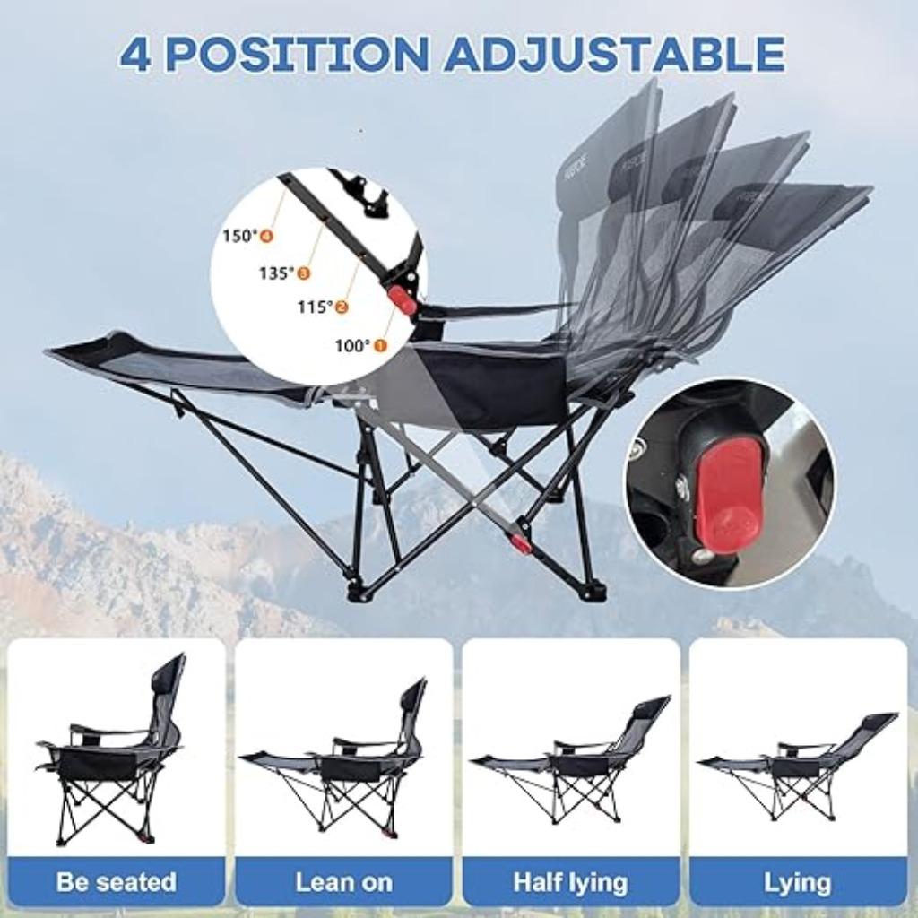 Campingstoel | kantelbaar | met voetensteun | strandstoel, Neuf, -, -, Poepore