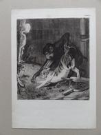 Aap dwingt kat om de kastanjes uit het vuur te halen,, Antiek en Kunst, Verzenden