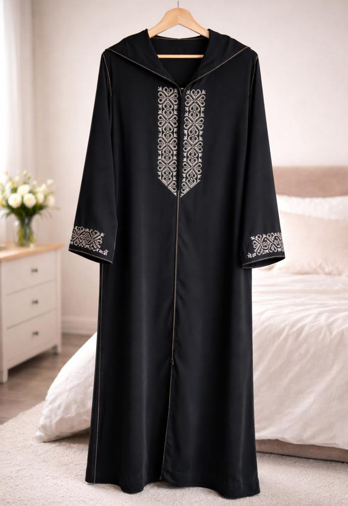 Zwarte djellaba met borduursel – maat L/XL – elegant, Vêtements | Femmes, Habits de circonstance, Comme neuf, Taille 42/44 (L)