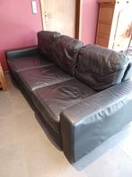 Lederen zetel, driezit, zwart, Huis en Inrichting, Ophalen, Gebruikt, Leer