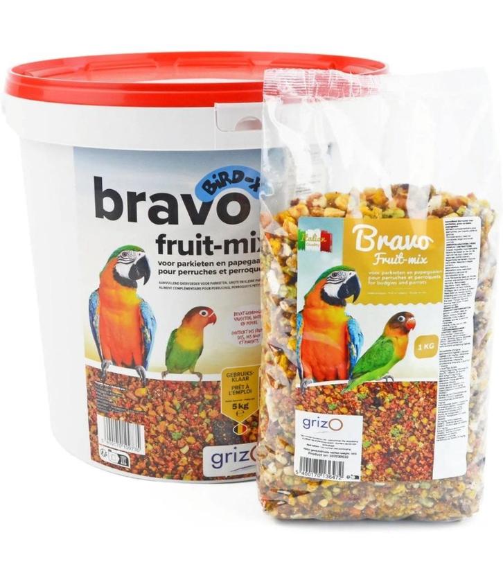 Bravo Fruit Mix Grof 1kg - Bird-X, Dieren en Toebehoren, Vogels | Toebehoren, Nieuw, Eten en Drinken, Ophalen