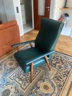 Vintage groene fauteuil, Minder dan 75 cm, Gebruikt, Vintage, Hout