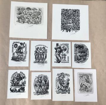 Lot 10 Ex Libris en gravures Frank-Ivo Van Damme gesigneerd beschikbaar voor biedingen