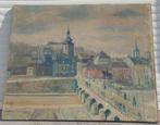 Huile sur toile village signe Alice frey, Ophalen of Verzenden