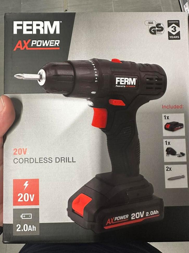FERM AX Power draadloze boormachine/schroevendraaier - nieuw, Doe-het-zelf en Bouw, Gereedschap | Handgereedschap, Nieuw, Ophalen of Verzenden