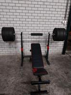 Squat rack , verstelbare bankje,  120 kilo Olympische set, Sport en Fitness, Ophalen, Zo goed als nieuw