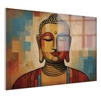 Peinture sur verre de style Bouddha Paul Klee 105x70cm + sys, 100 à 125 cm, Envoi, Création originale, 50 à 75 cm