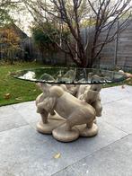 Prachtige olifanten salontafel glas 92cm–Bieden vanaf €149 !, Huis en Inrichting, Tafels | Salontafels, Ophalen, Rond, 50 tot 100 cm