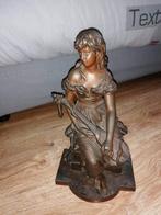 Sculpture, jeune femme, à, mandoline -, Antiquités & Art, Antiquités | Bronze & Cuivre
