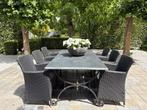Prachtige tuinset | hardstenen tuintafel en 6 stoelen, Ophalen, Overige materialen, Gebruikt, 6 zitplaatsen