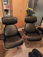 zetels long chair zwart leder., 2 x zetel 2 x hocker.nieuw !, Huis en Inrichting, Zetels | Zetels, Ophalen, Zo goed als nieuw