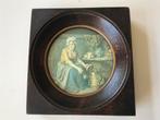Oud houten  lijstje kaderje vierkant rond glas Melkmeisje, Antiek en Kunst, Curiosa en Brocante, Ophalen of Verzenden