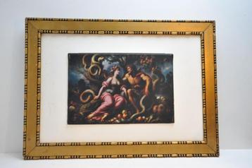 Oud schilderijtje "Romeo en Julia in het Hof van Eden" beschikbaar voor biedingen