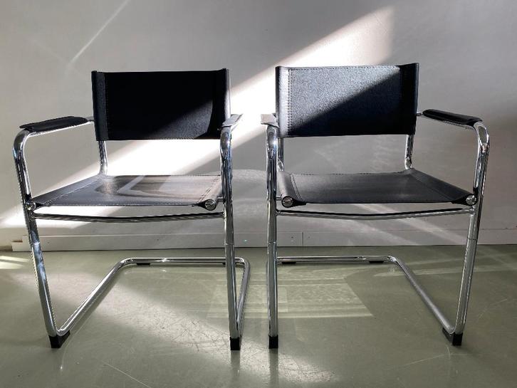 Buisframe design stoel zwart, Huis en Inrichting, Stoelen, Nieuw, Vijf, Zes of meer stoelen, Leer, Metaal, Overige materialen