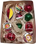 set van 10 oude glazen kerstballen, Diversen, Kerst, Ophalen, Gebruikt, Retrohouse@pandora.be, Kerstballen