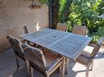 Tuintafel met 6 stapelbare stoelen en eventueel parasol, Ophalen, Gebruikt