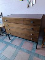 Vintage commode 4 tiroirs laqué pied métal noir, Ophalen of Verzenden, Zo goed als nieuw, Metaal